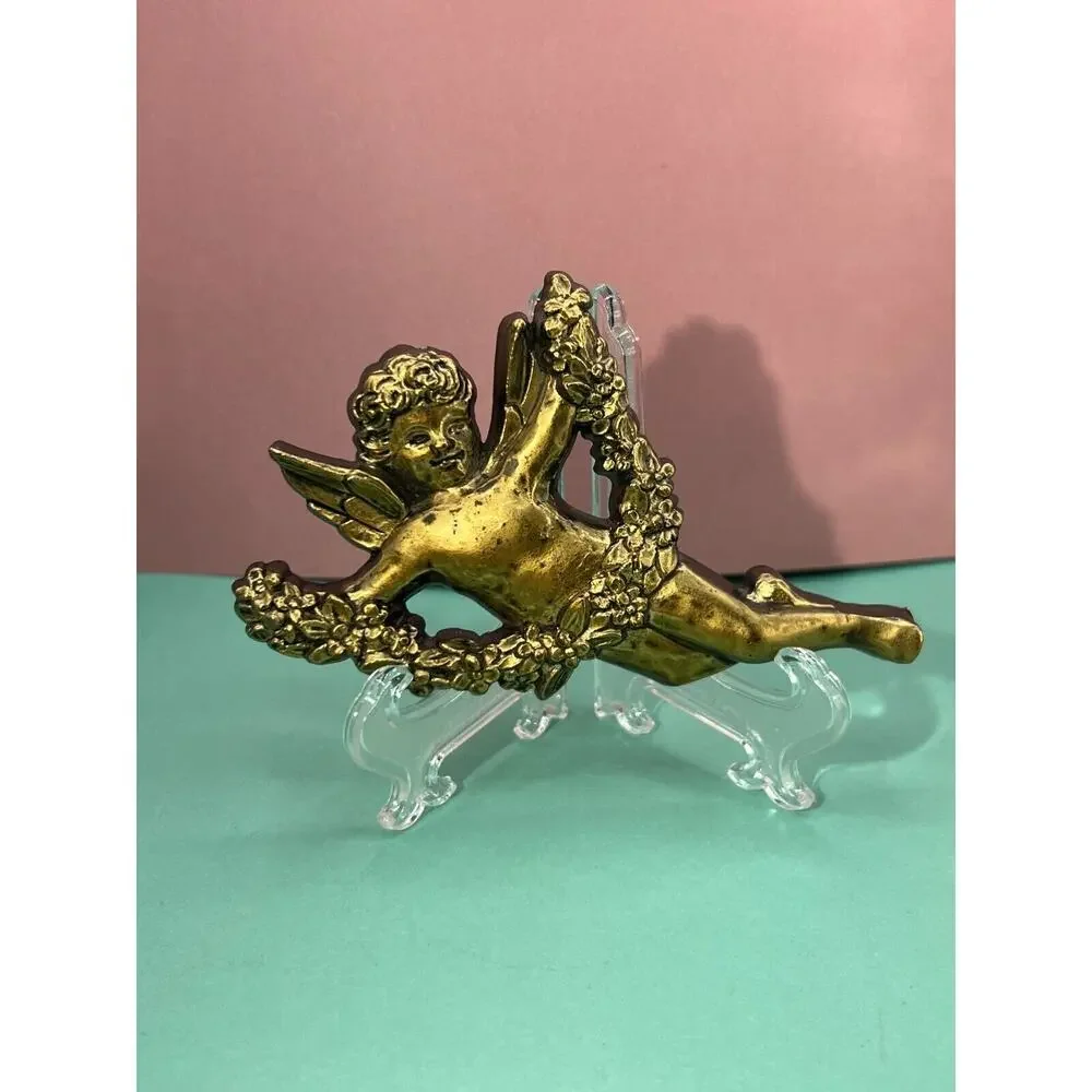 Syroco Gold-Accented Cherub Set with Lei Wall Hangings Lot of three (3)